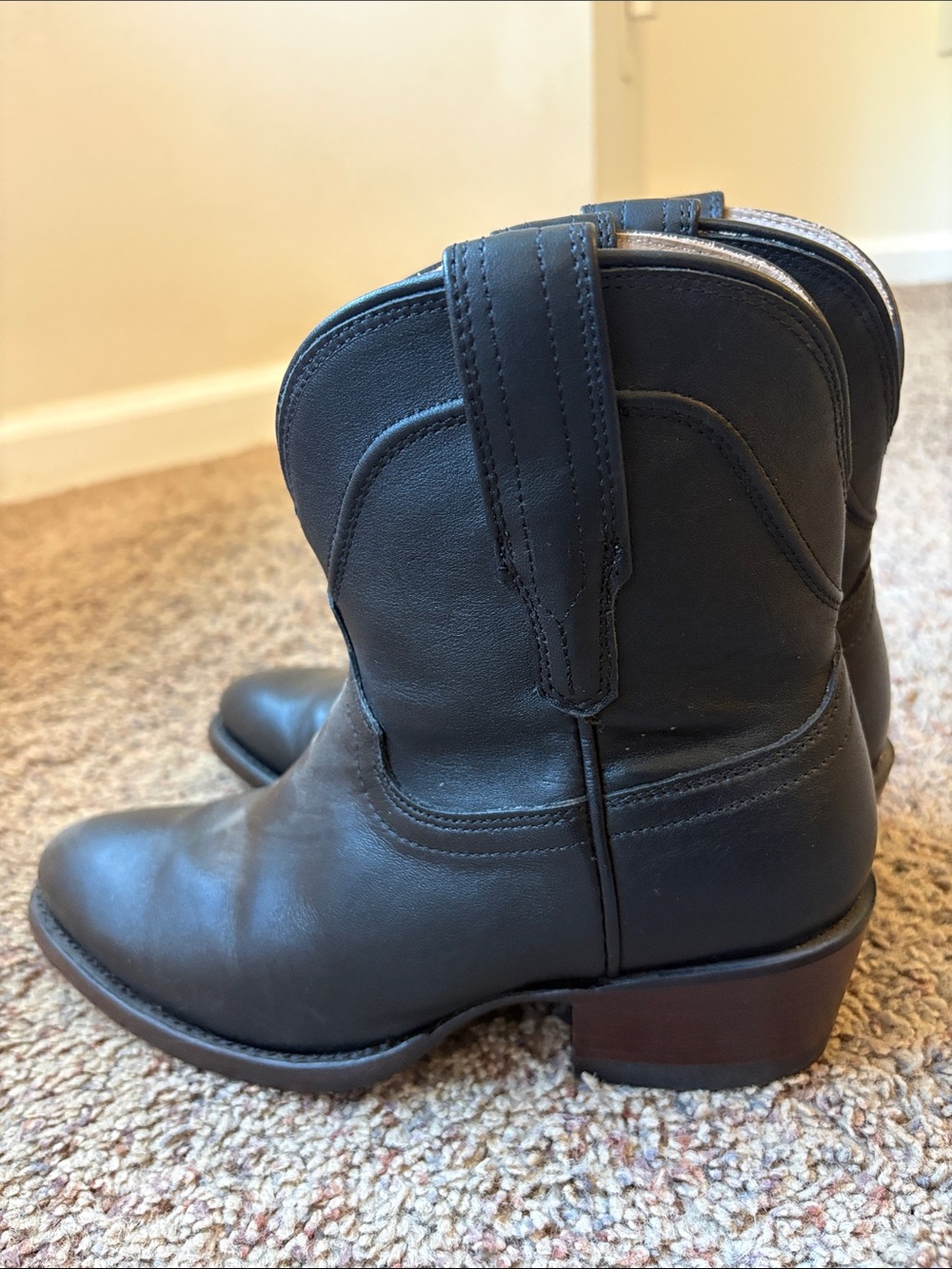 Tecovas Black Leather Ankle Cowboy Boots